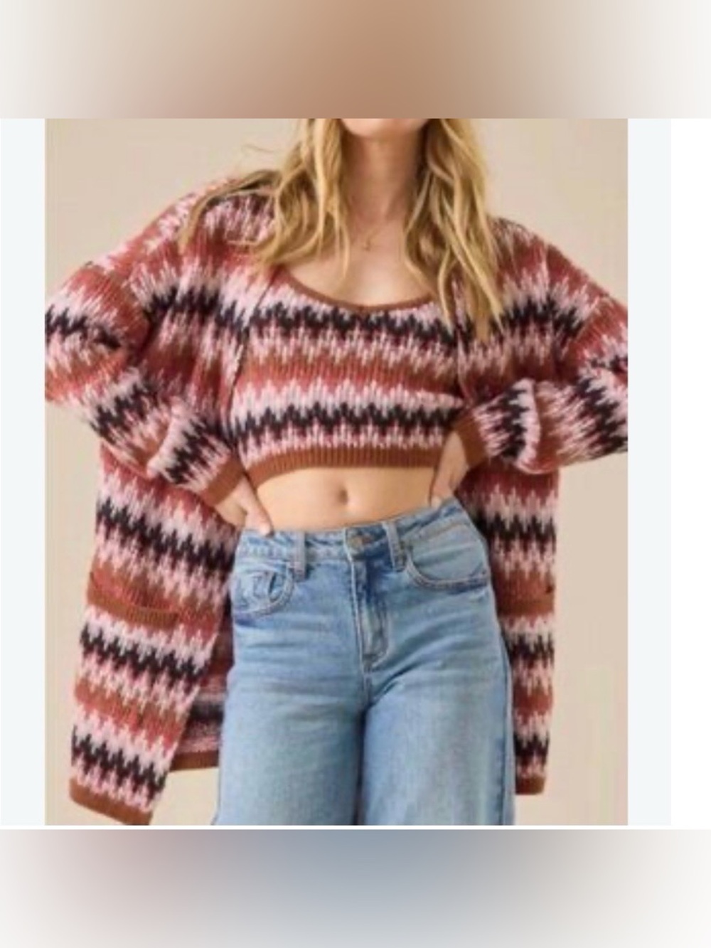 NWT Altar’d State Open Front Cardigan & Tank Set Size Small